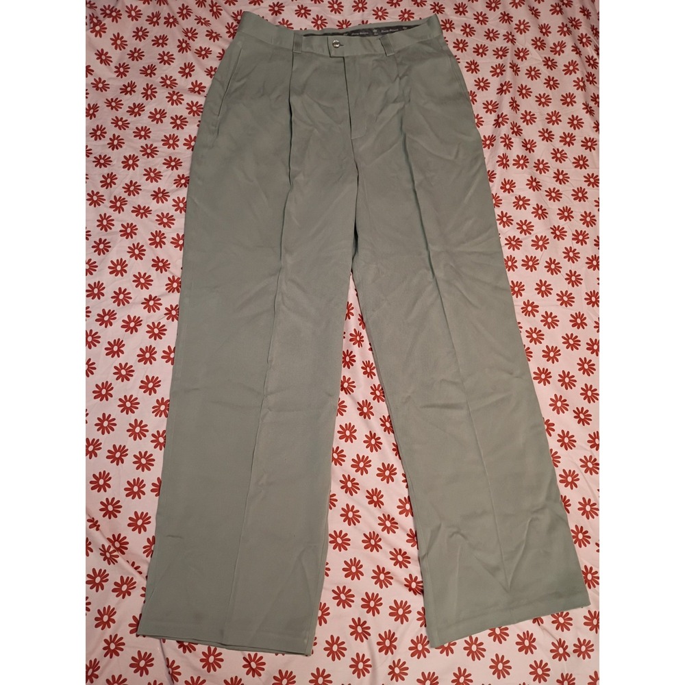 Tommy Bahama 100% Silk Pleated Dress Pants Sage Green Womens 14‎ Straight Leg